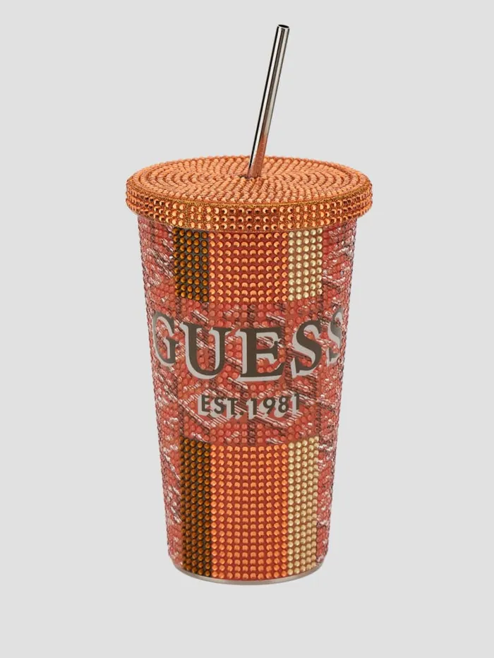 GUESS Home G Cube Logo Travel Tumbler Cup Gray 8211 Women
