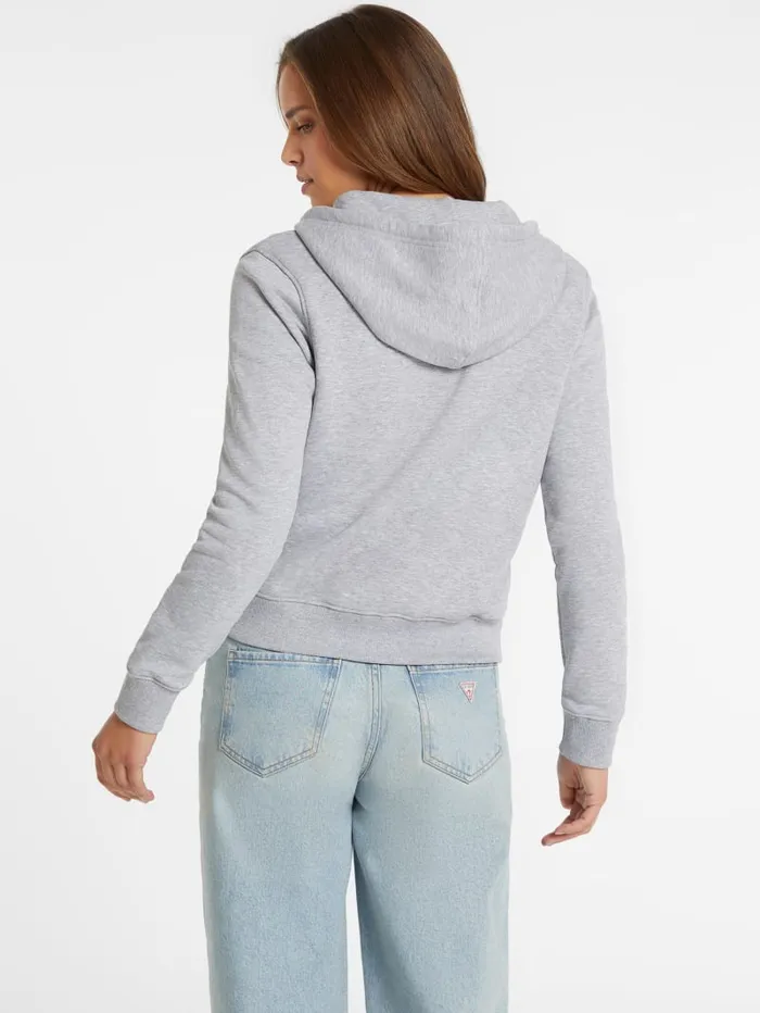 GUESS Hoodies and Sweaters Classic Logo Patch ZipUp Hoodie Gray 8211 Women