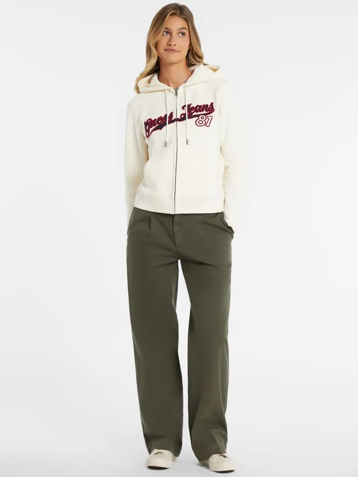 GUESS Hoodies and Sweaters Classic Logo Patch ZipUp Hoodie Gray 8211 Women