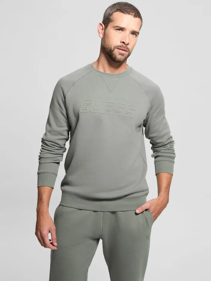 GUESS Hoodies and Sweaters Eco Aldwin Crewneck Sweatshirt Green 8211 Men