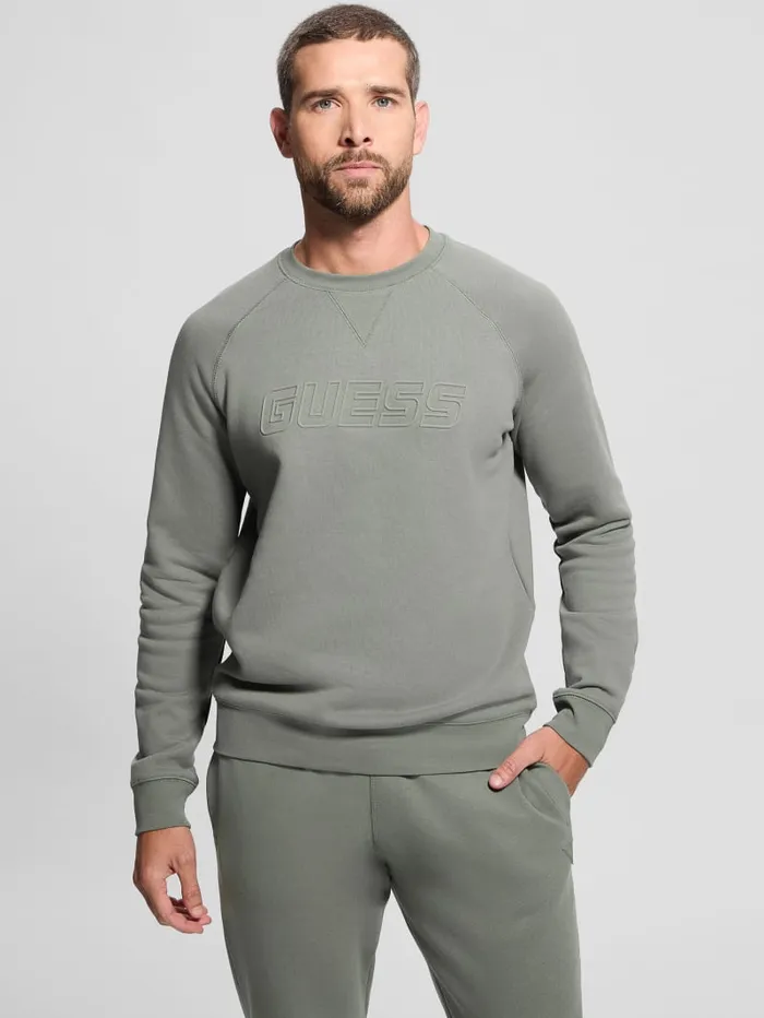 GUESS Hoodies and Sweaters Eco Aldwin Crewneck Sweatshirt Green 8211 Men
