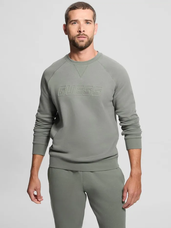 GUESS Hoodies and Sweaters Eco Aldwin Crewneck Sweatshirt Green 8211 Men