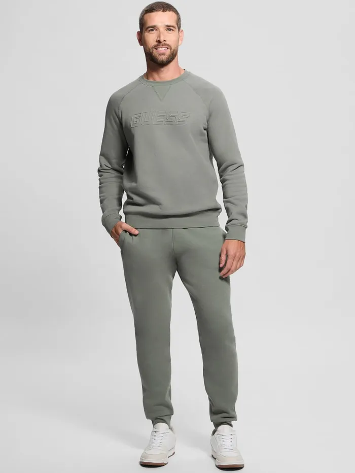 GUESS Hoodies and Sweaters Eco Aldwin Crewneck Sweatshirt Green 8211 Men