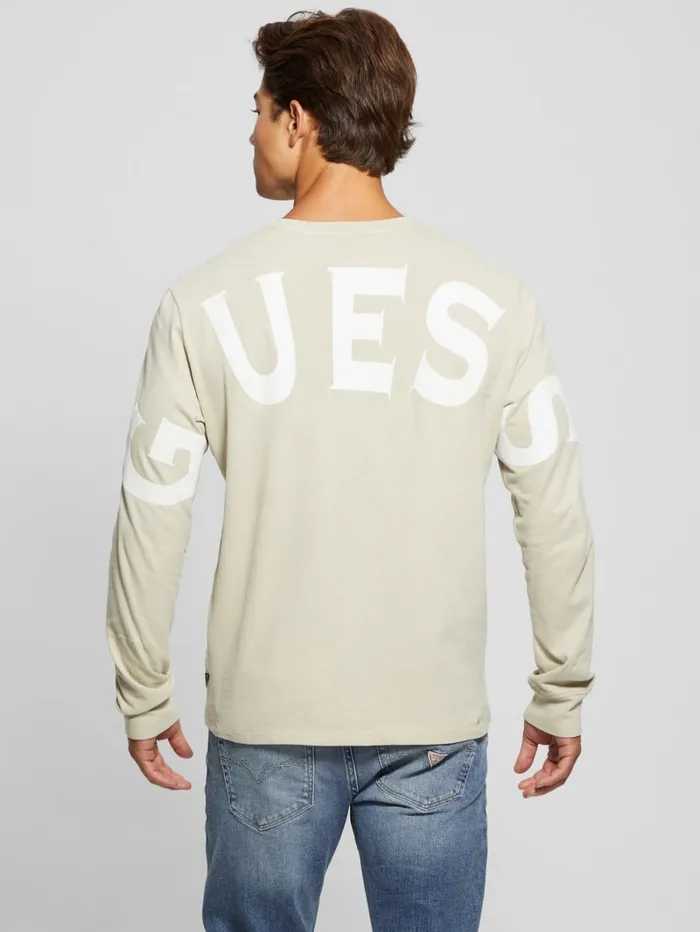 GUESS Hoodies and Sweaters Eco Crest Logo Crewneck Beige 8211 Men