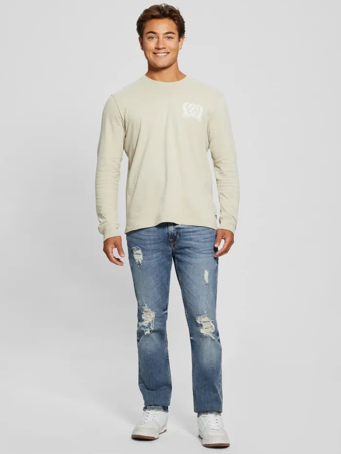 GUESS Hoodies and Sweaters Eco Crest Logo Crewneck Beige 8211 Men
