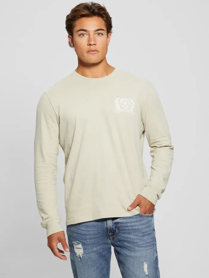 GUESS Hoodies and Sweaters Eco Crest Logo Crewneck Beige 8211 Men