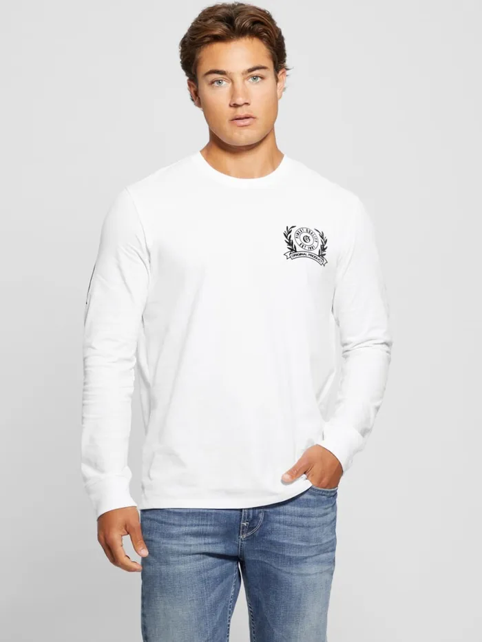 GUESS Hoodies and Sweaters Eco Crest Logo Crewneck Beige 8211 Men