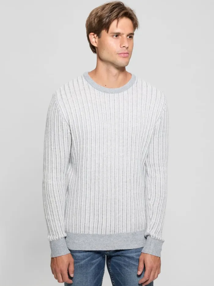 GUESS Hoodies and Sweaters Emmanuel Ribbed Sweater Beige 8211 Men