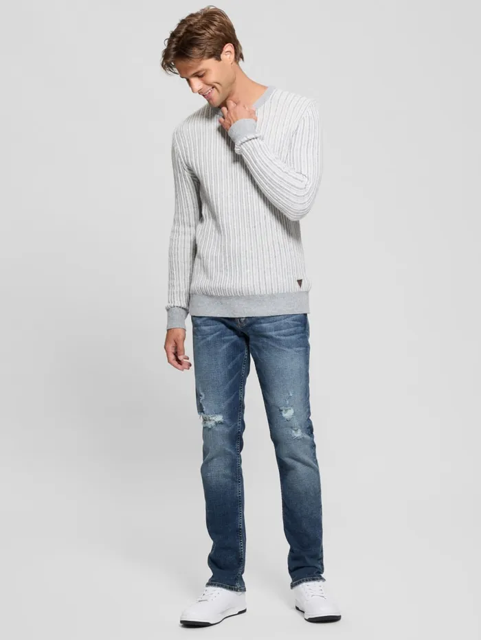 GUESS Hoodies and Sweaters Emmanuel Ribbed Sweater Beige 8211 Men