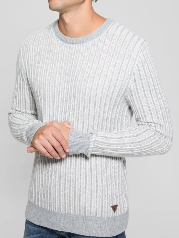 GUESS Hoodies and Sweaters Emmanuel Ribbed Sweater Beige 8211 Men