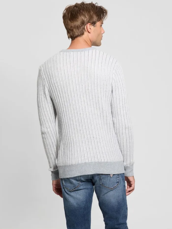 GUESS Hoodies and Sweaters Emmanuel Ribbed Sweater Beige 8211 Men