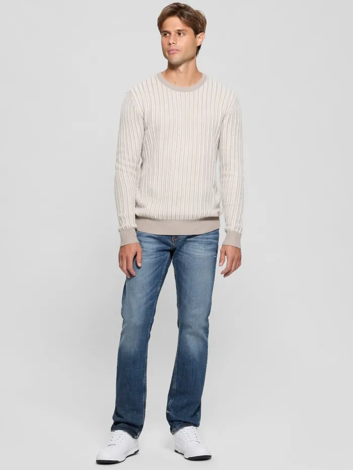 GUESS Hoodies and Sweaters Emmanuel Ribbed Sweater Beige 8211 Men