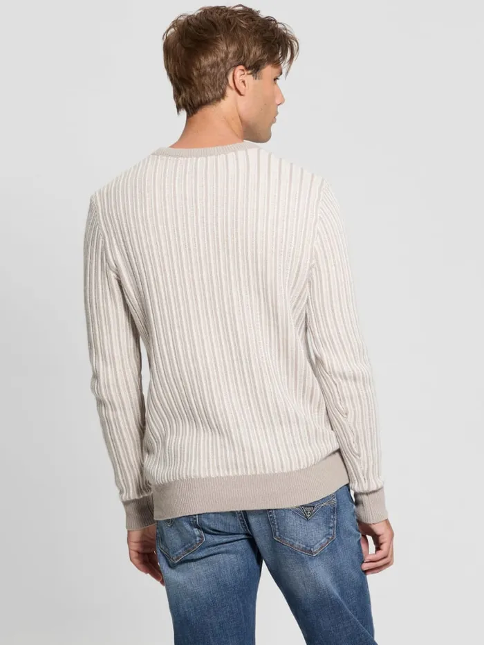 GUESS Hoodies and Sweaters Emmanuel Ribbed Sweater Beige 8211 Men