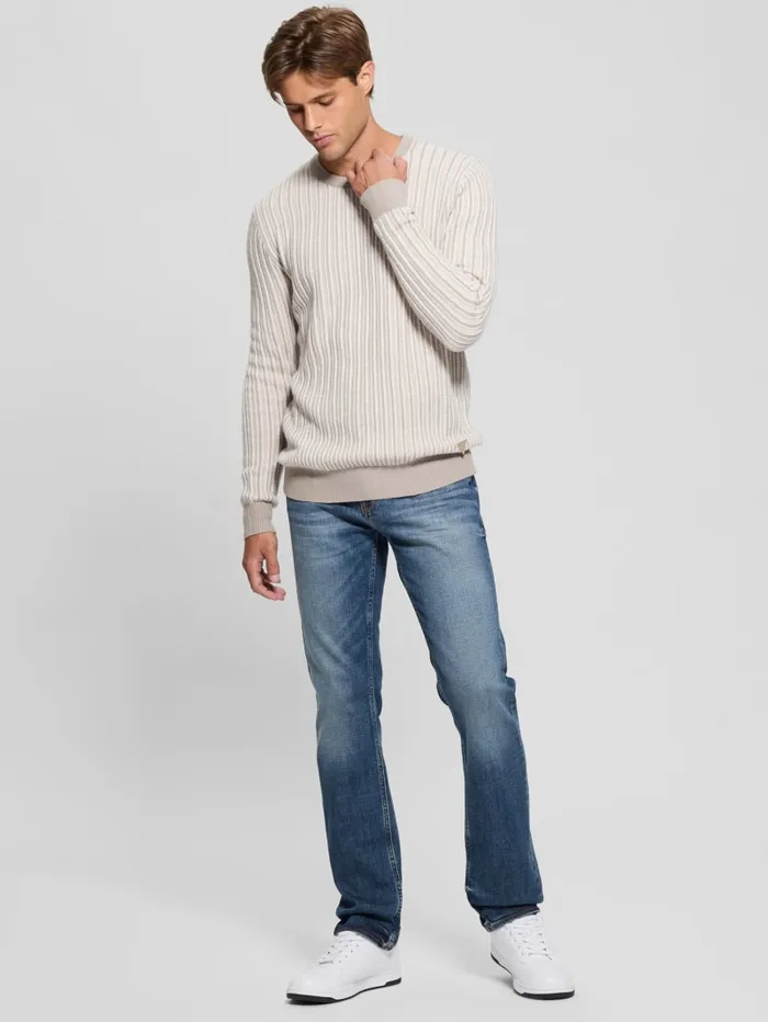 GUESS Hoodies and Sweaters Emmanuel Ribbed Sweater Beige 8211 Men
