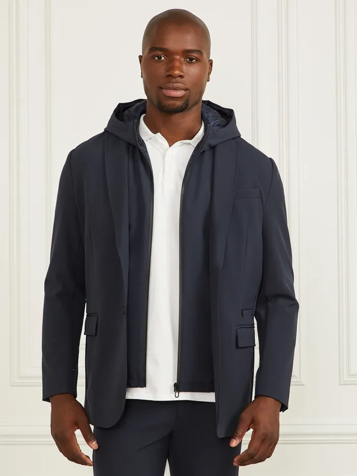 GUESS Jackets and Coats Blazer With Detachable Hooded Vest Blue 8211 Men