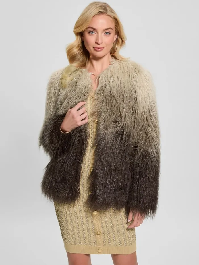 GUESS Jackets and Coats Cristina FauxFur Ombr Jacket Brown 8211 Women