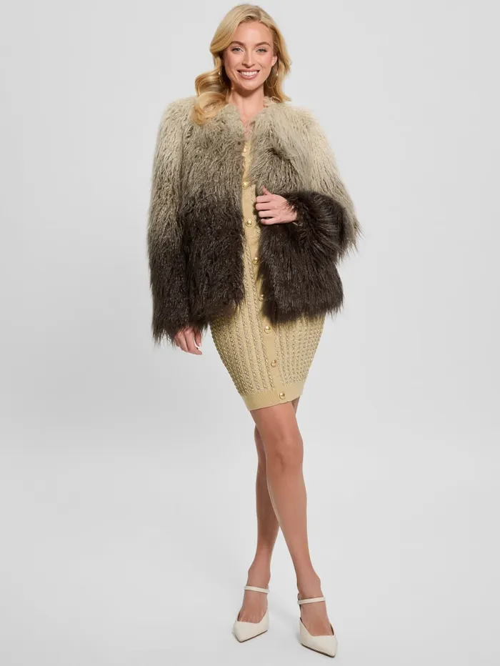 GUESS Jackets and Coats Cristina FauxFur Ombr Jacket Brown 8211 Women