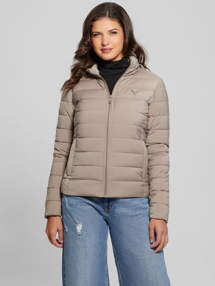 GUESS Jackets and Coats Diann Heavy Hooded Puffer Jacket Neutral 8211 Women
