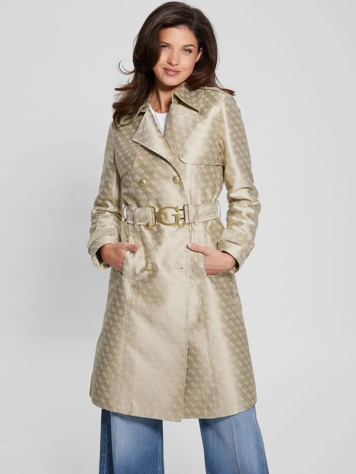 GUESS Jackets and Coats Eco Diletta Belted Trench Coat Beige 8211 Women