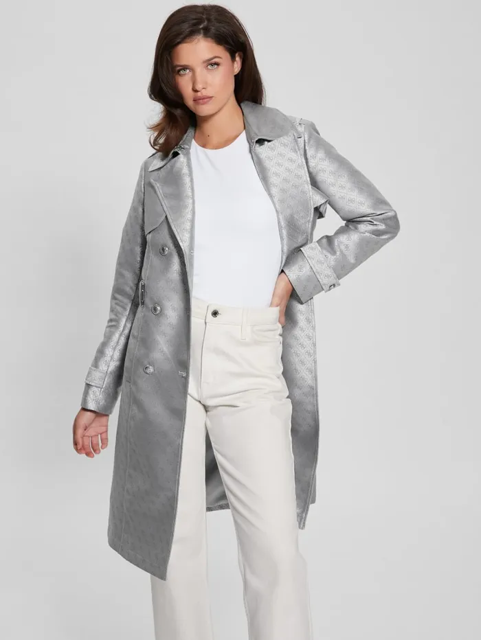 GUESS Jackets and Coats Eco Diletta Belted Trench Coat Beige 8211 Women