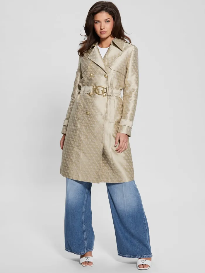 GUESS Jackets and Coats Eco Diletta Belted Trench Coat Beige 8211 Women