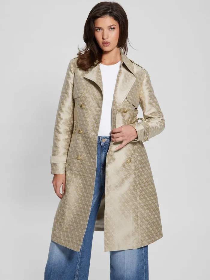 GUESS Jackets and Coats Eco Diletta Belted Trench Coat Beige 8211 Women