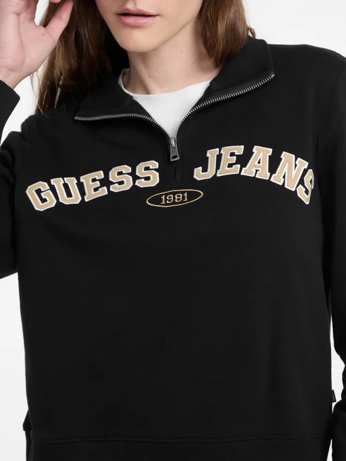 GUESS Jackets and Coats Eco HalfZip Sweatshirt Black 8211 Women