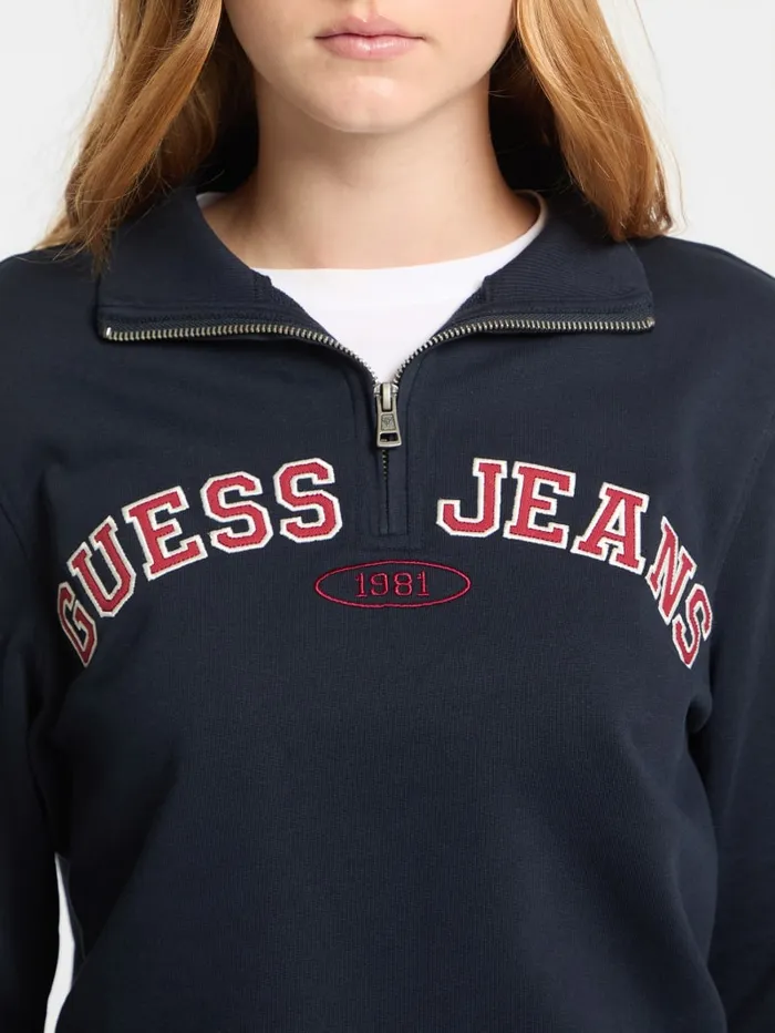 GUESS Jackets and Coats Eco HalfZip Sweatshirt White 8211 Women
