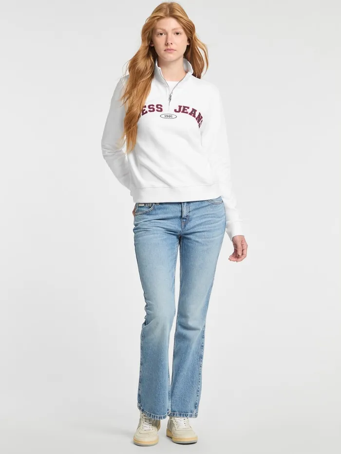 GUESS Jackets and Coats Eco HalfZip Sweatshirt White 8211 Women