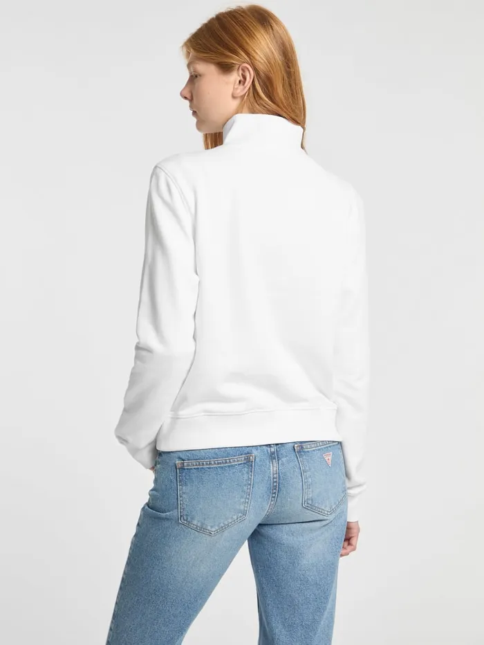 GUESS Jackets and Coats Eco HalfZip Sweatshirt White 8211 Women