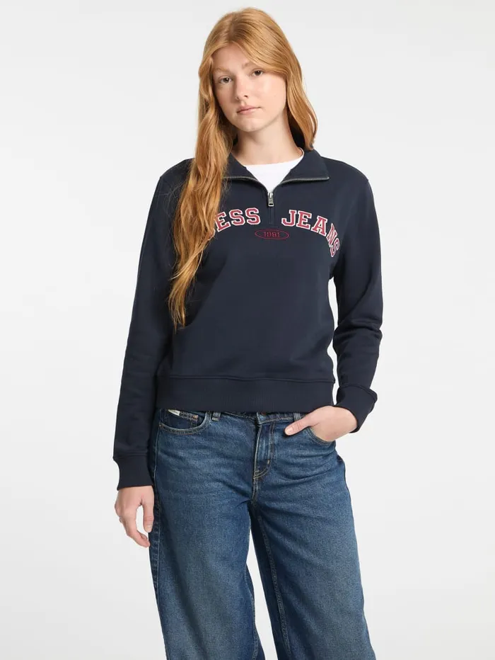 GUESS Jackets and Coats Eco HalfZip Sweatshirt White 8211 Women
