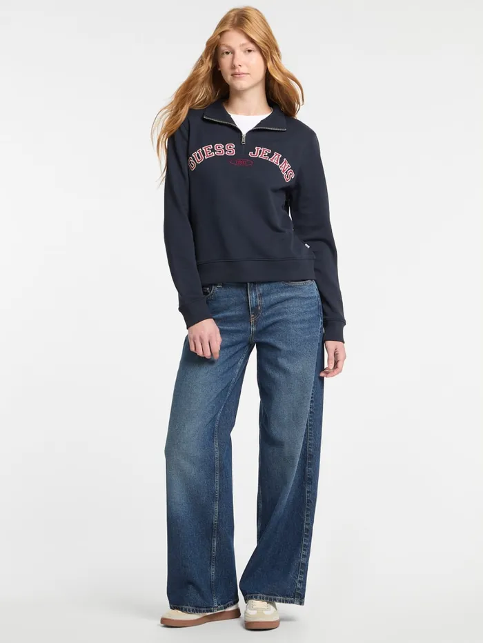 GUESS Jackets and Coats Eco HalfZip Sweatshirt White 8211 Women