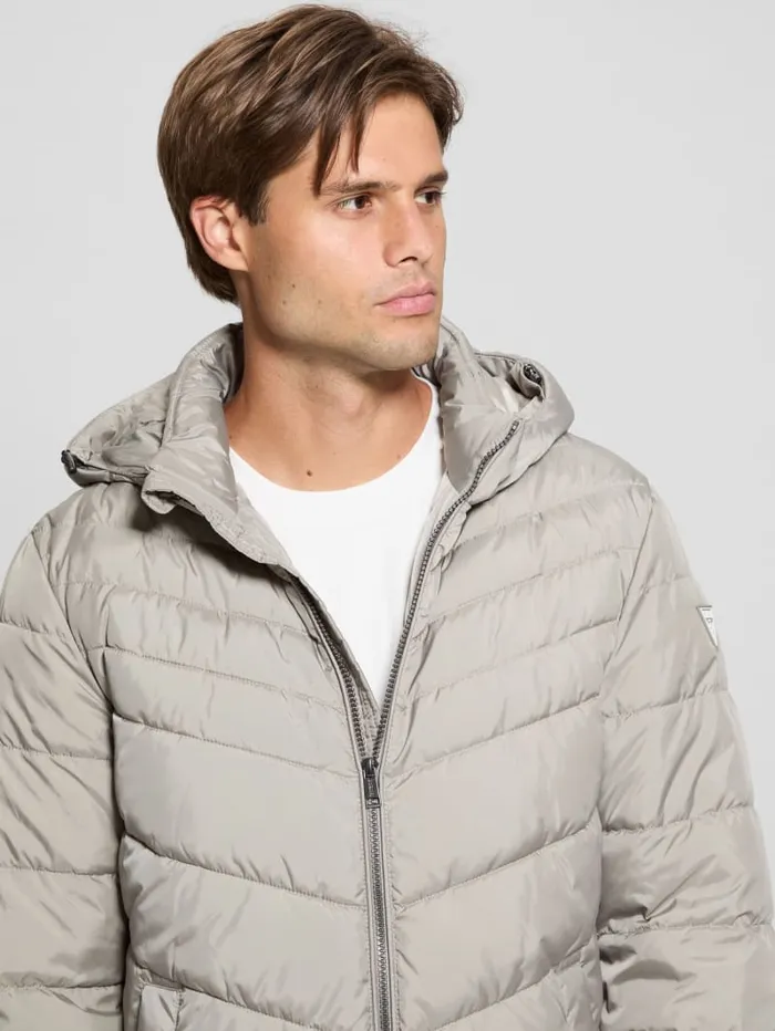 GUESS Jackets and Coats Eco Hooded Puffer Jacket Beige 8211 Men