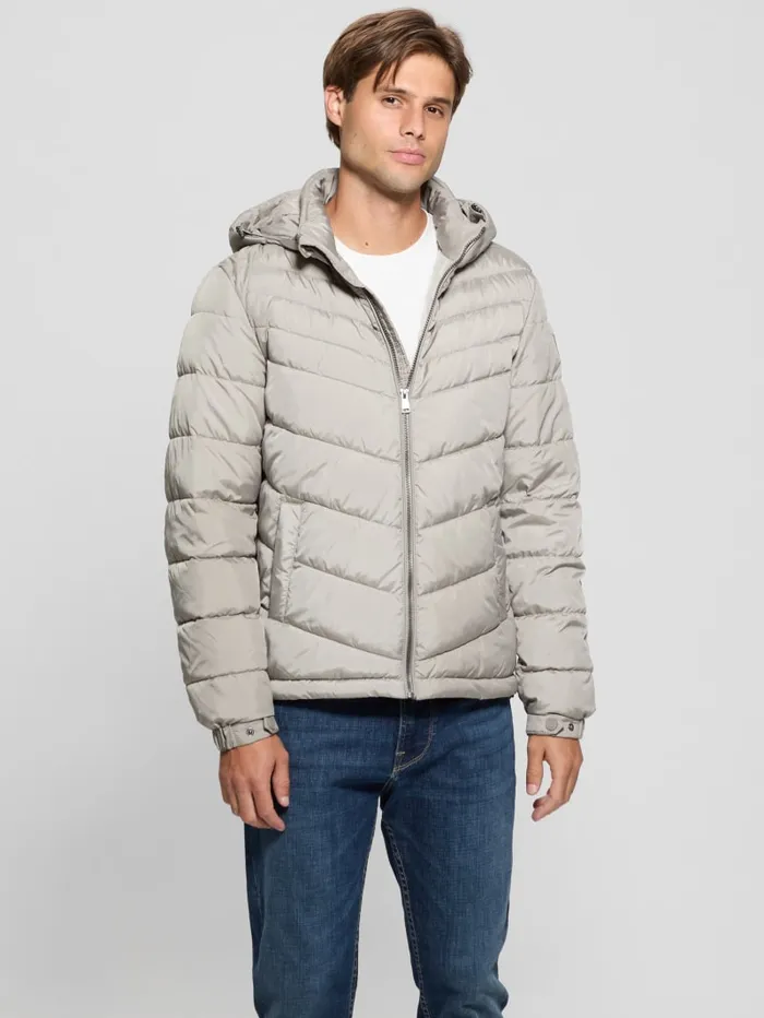 GUESS Jackets and Coats Eco Hooded Puffer Jacket Beige 8211 Men
