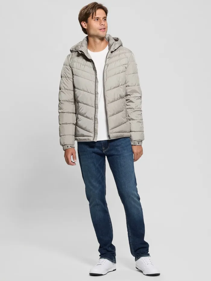 GUESS Jackets and Coats Eco Hooded Puffer Jacket Beige 8211 Men