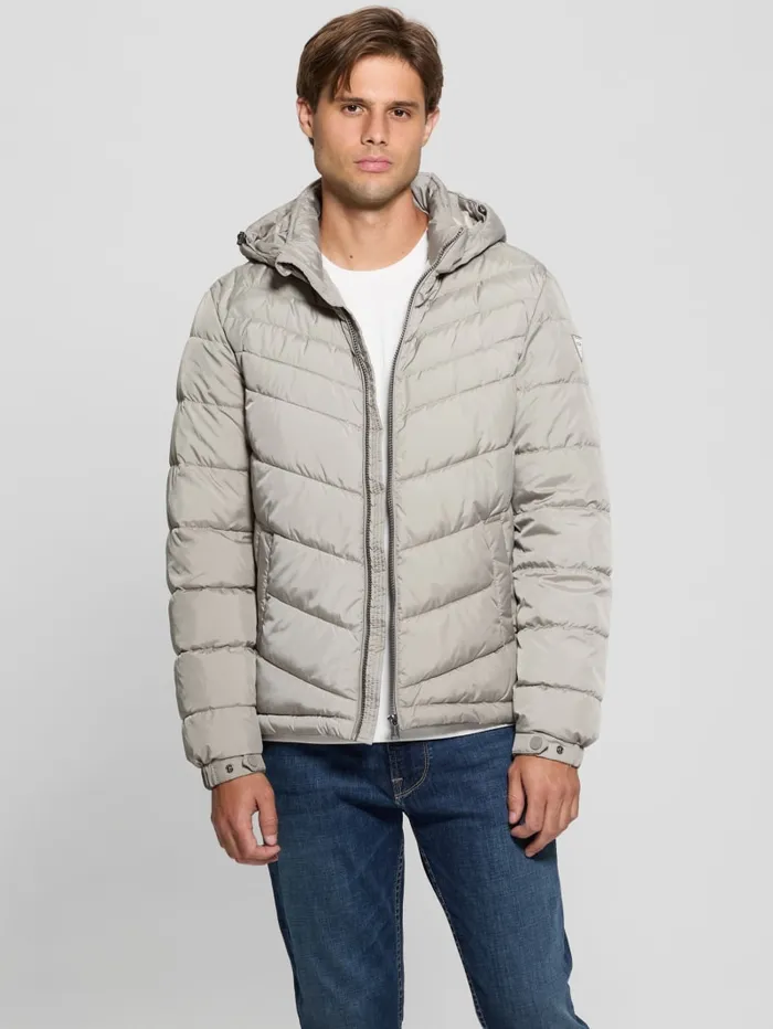 GUESS Jackets and Coats Eco Hooded Puffer Jacket Beige 8211 Men