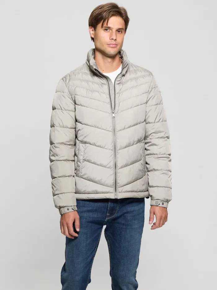 GUESS Jackets and Coats Eco Hooded Puffer Jacket Beige 8211 Men