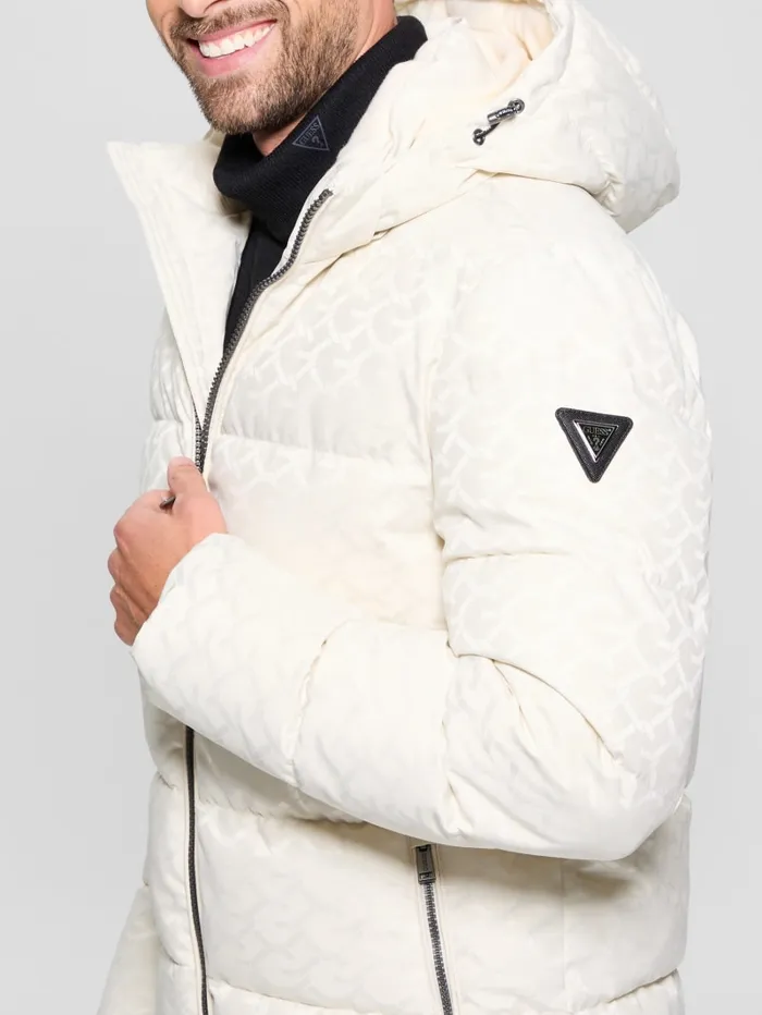 GUESS Jackets and Coats Eco Monogram Puffer Jacket White 8211 Men