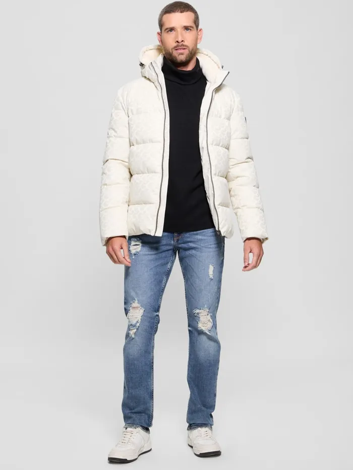 GUESS Jackets and Coats Eco Monogram Puffer Jacket White 8211 Men