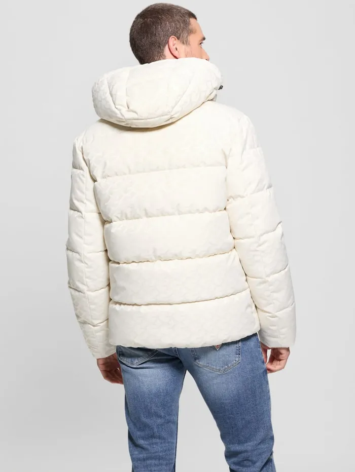 GUESS Jackets and Coats Eco Monogram Puffer Jacket White 8211 Men