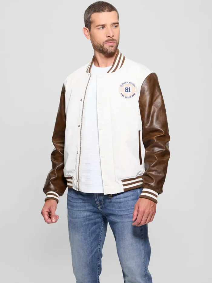 GUESS Jackets and Coats Eco Varsity Jacket Brown 8211 Men