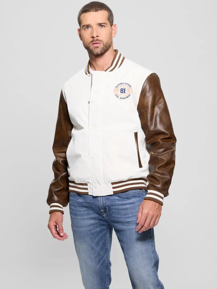 GUESS Jackets and Coats Eco Varsity Jacket Brown 8211 Men