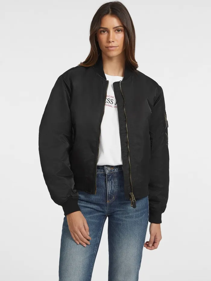 GUESS Jackets and Coats Nylon Bomber Jacket Black 8211 Women