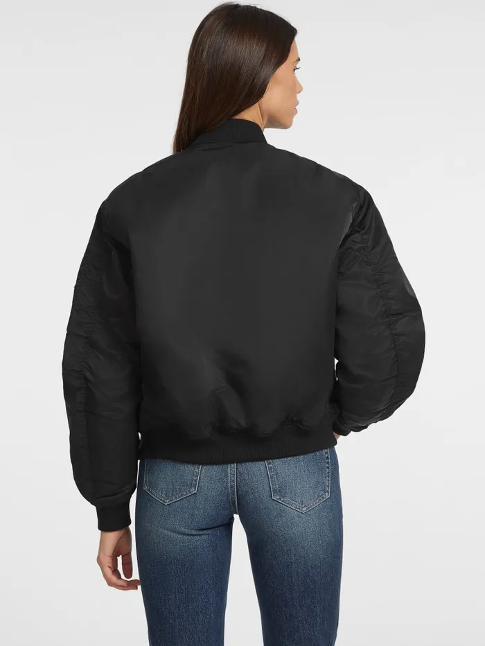 GUESS Jackets and Coats Nylon Bomber Jacket Black 8211 Women
