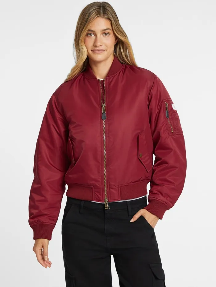 GUESS Jackets and Coats Nylon Bomber Jacket Black 8211 Women