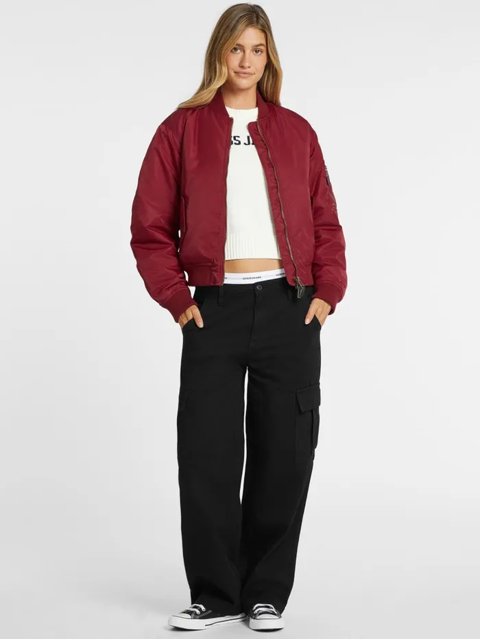 GUESS Jackets and Coats Nylon Bomber Jacket Black 8211 Women