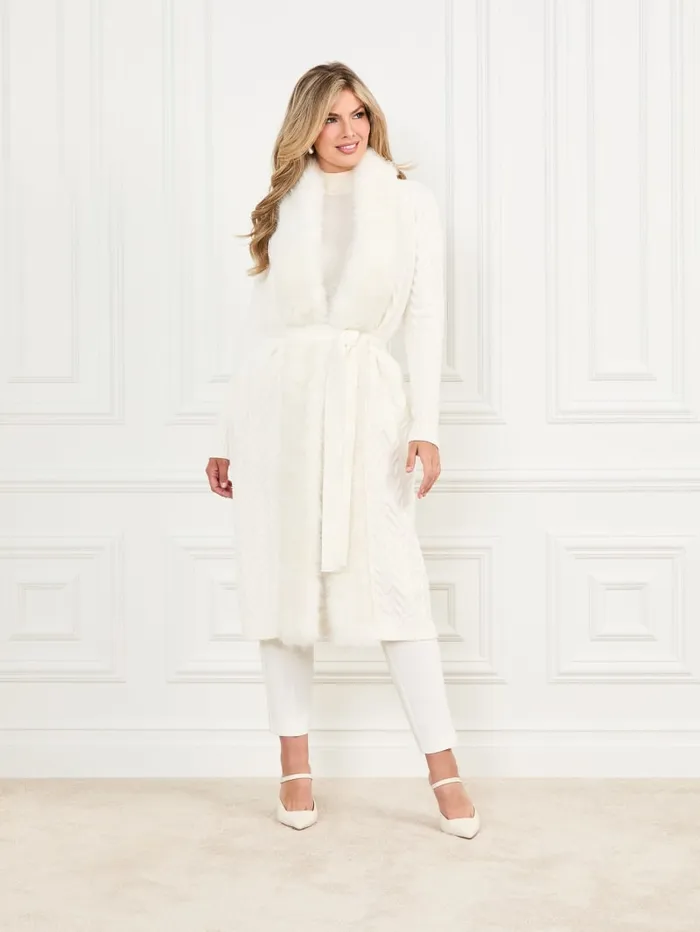 GUESS Jackets and Coats Paula Wrap Cardigan Coat White 8211 Women