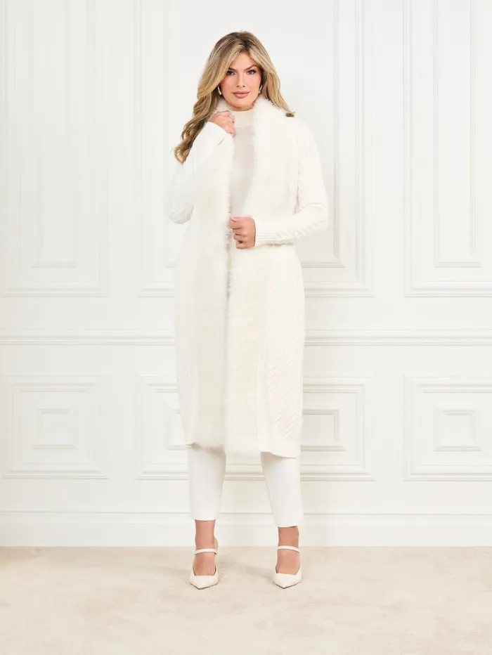 GUESS Jackets and Coats Paula Wrap Cardigan Coat White 8211 Women