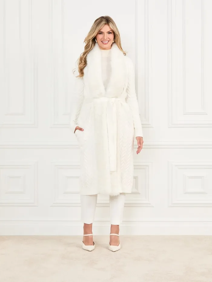 GUESS Jackets and Coats Paula Wrap Cardigan Coat White 8211 Women