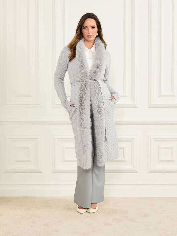 GUESS Jackets and Coats Paula Wrap Cardigan Coat White 8211 Women